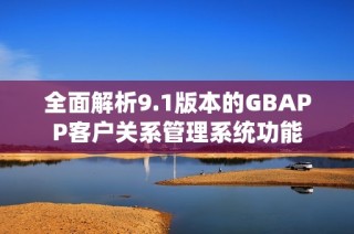 全面解析9.1版本的GBAPP客户关系管理系统功能