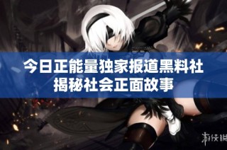 今日正能量独家报道黑料社揭秘社会正面故事