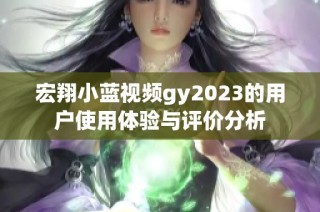 宏翔小蓝视频gy2023的用户使用体验与评价分析