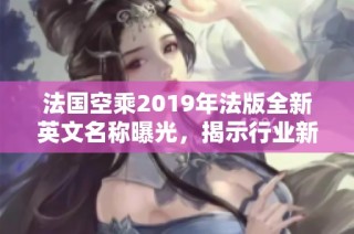 法国空乘2019年法版全新英文名称曝光，揭示行业新趋势
