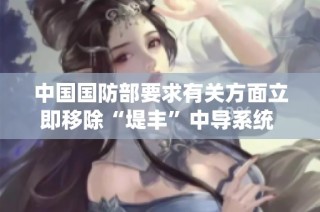 中国国防部要求有关方面立即移除“堤丰”中导系统 维护地区稳定