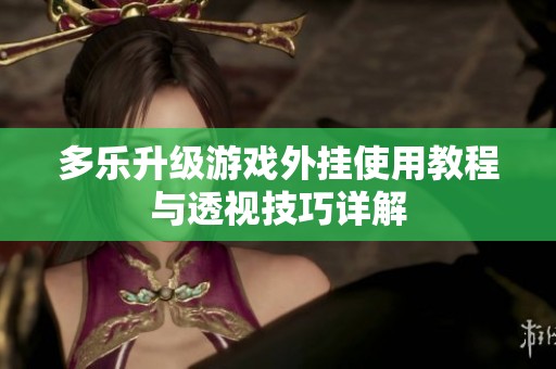 多乐升级游戏外挂使用教程与透视技巧详解