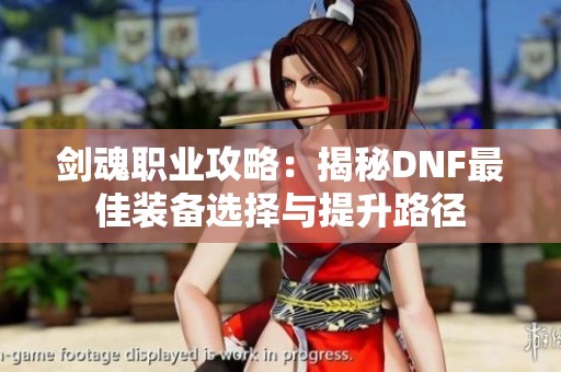 剑魂职业攻略：揭秘DNF最佳装备选择与提升路径