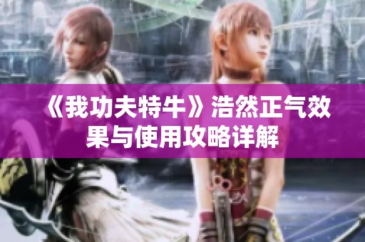 《我功夫特牛》浩然正气效果与使用攻略详解