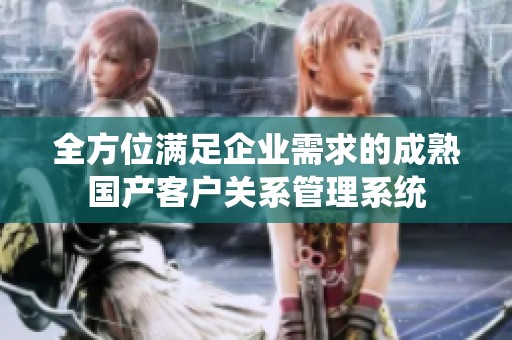 全方位满足企业需求的成熟国产客户关系管理系统