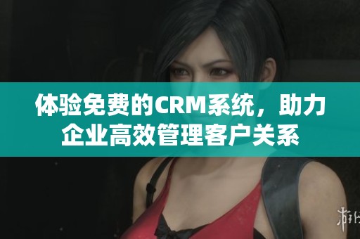 体验免费的CRM系统，助力企业高效管理客户关系