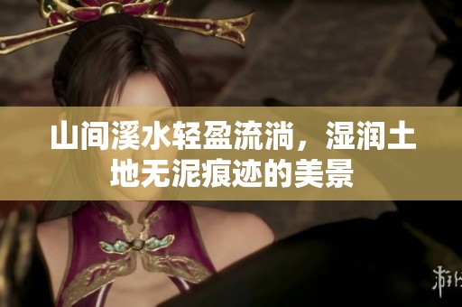 山间溪水轻盈流淌，湿润土地无泥痕迹的美景
