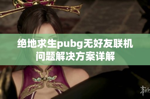 绝地求生pubg无好友联机问题解决方案详解