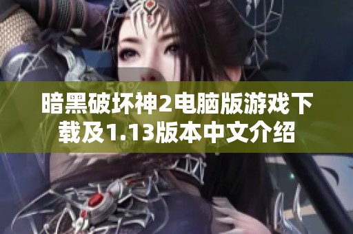 暗黑破坏神2电脑版游戏下载及1.13版本中文介绍