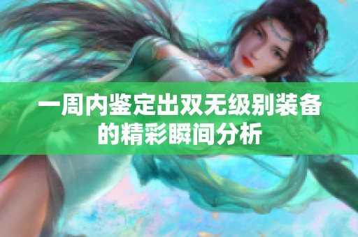 一周内鉴定出双无级别装备的精彩瞬间分析