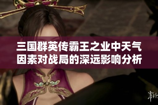 三国群英传霸王之业中天气因素对战局的深远影响分析
