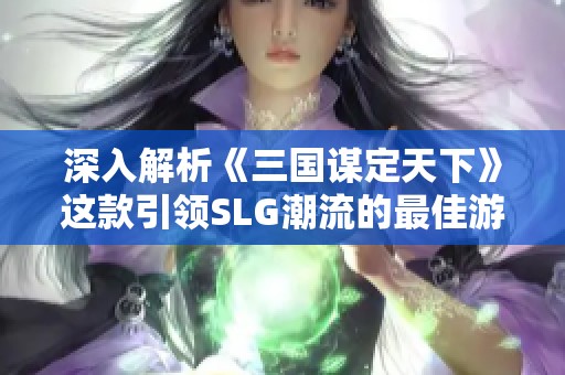 深入解析《三国谋定天下》这款引领SLG潮流的最佳游戏