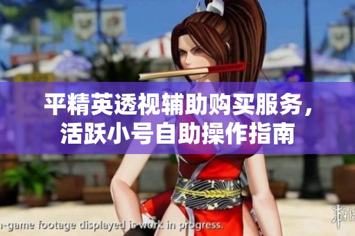 平精英透视辅助购买服务，活跃小号自助操作指南